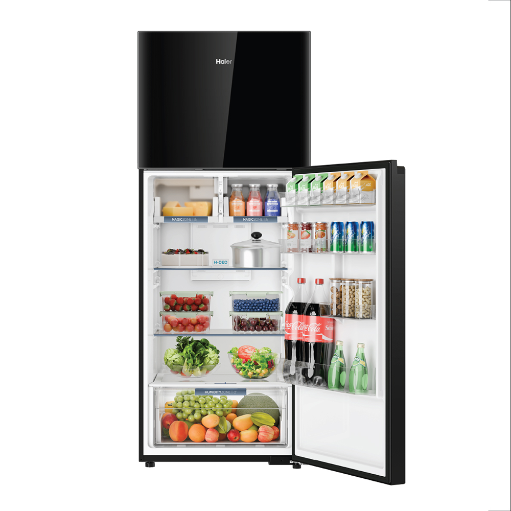 Haier 475L I 2 Star I Black Glass I Double Door Refrigerator